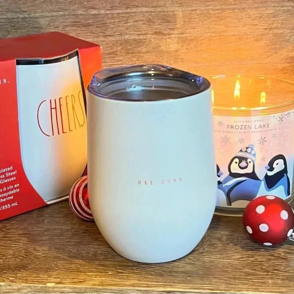 NEW 2 (Two) Rae Dunn - Insulated Stainless Steel Stemless Wine Glasses - CHEERS - Picture 11 of 15